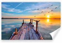 Fototapeta PREMIUM STRUKTURA ZMYWALANA NA WYMIAR molo zachód nad wodą