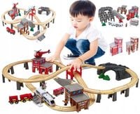 OGROMNA DREWNIANA KOLEJKA POCIAG NA BATERIE