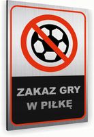 Tabliczka znak informacyjny 30x20 ZAKAZ GRY W PIŁKĘ Nierdzewna SREBRNA