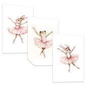 ZESTAW PLAKATÓW DLA DZIECI SET BALETNICE ZWIERZĄTKA AKWARELA A3