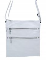 Torebka listonoszka dwie kieszonki na zamek biały T-8831#