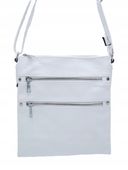 Torebka listonoszka dwie kieszonki na zamek biały T-8831#