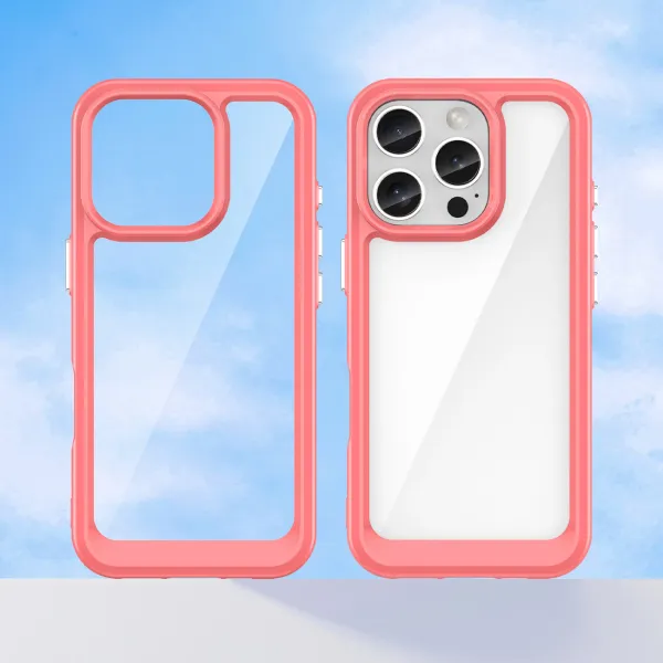 etui outer space case z żelową ramką do iphone 16 pro max - czerwone zdjęcie 8