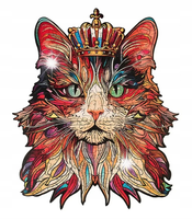 Robotime Cat King Drewniane puzzle 3D 200 el. – dekoracyjny model kota