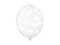 Balony przezroczyste białe serduszka, 30 cm 3 szt.