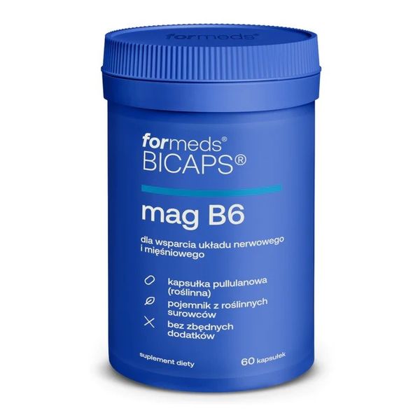 Bicaps MAG B6 4x 60 kap Skurcze CZYSTY SKŁAD CYTRYNIAN MAGNEZU | FORMEDS zdjęcie 2