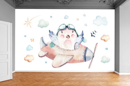 Fototapeta DO POKOJU DZIECKA SAMOLOT PILOT CHMURKI na Arena.pl