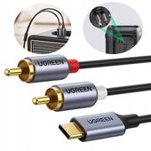 Kabel Przewód Audio Wtyk USB-C do 2x RCA Chinch STEREO HI-FI pozłacany