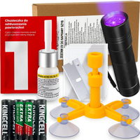 ZESTAW NAPRAWCZY SZYB SAMOCHODOWYCH UV LAMPA KLEJ ŻYWICA ODPRYSKI NAPRAWA