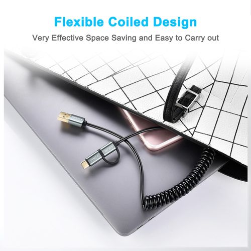 SOLIDNY KABEL CHOETECH 2W1 USB-C MICROUSB SPIRALA na Arena.pl