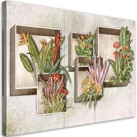 Obraz na płótnie, Kwadratowe pudła półki z kwiatami 90x60