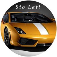 Opłatek na tort Urodziny Lamborghini Samochód Auto Logo Fura Bryka 18 30 40