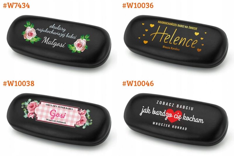 Czarne etui z kolorowym nadrukiem imienia dla babci dziadka wybór wzorów zdjęcie 5