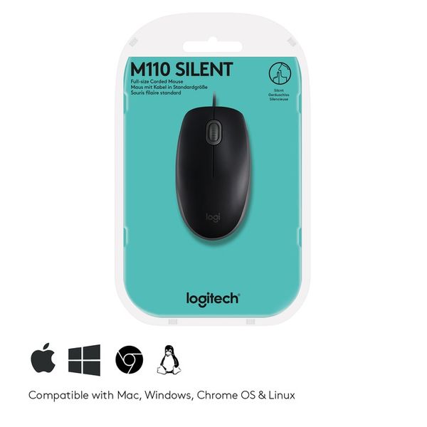 Myszka przewodowa Logitech B110 Silent sensor optyczny zdjęcie 5