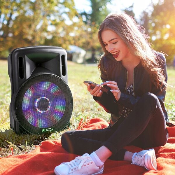 Kolumna aktywna 15'' 800W UHF BT bateria+ mikrofon/ imprezy konferencje zdjęcie 4