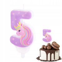 ŚWIECZKA URODZINOWA JEDNOROŻEC CYFERKA 5 RÓŻOWA NA IMPREZĘ URODZINOWĄ