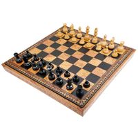 ZESTAW 3W1 ITALFAMA: Szachy, Wariacje + Deska Eko-Skóra 48cm Król 8cm