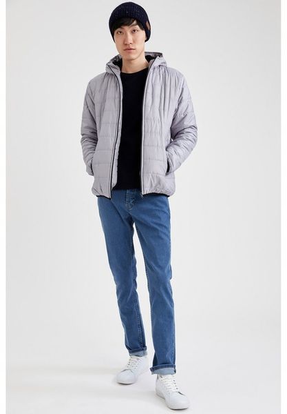 DEFACTO SZARA KURTKA MĘSKA PIKOWANA S 1BDC zdjęcie 5