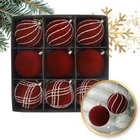 komplet bombek bożonarodzeniowych 9 szt. opakowaniu welurowe, średnica 8cm