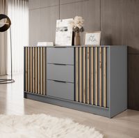 Komoda Nelly 3D 155cm Grafit Szary Artisan Kaszmir Lamele Szuflady