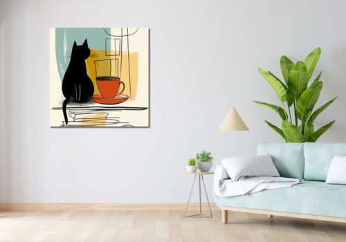 Obraz 90x90cm Kot i Kawa na Arena.pl