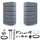 Zbiornik TOWER STONE IDTST1000 + przyłącza | Smoot, Pojemność: 1000 l, Wymiary 58.3x77.5x130 cm, Kolor Smooth gray, Waterform, Prosperplast