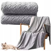 KOC JODEŁKA NA ŁÓŻKO CIEPŁY NARZUTA PLED WYTŁACZANY 160X200 CM JASNY SZARY