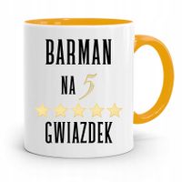 Kubek Żółty Dla Barmana Barman Na 5 Gwiazdek Z Nadrukiem Ze Zdjęciem