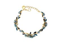 bransoletka delikatne, niebieskie kwiatuszki z kryształkami z kolekcji