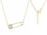 Pozłacany srebrny naszyjnik gwiazd celebrytka agrafka spinacz białe cyrkonie srebro 925 Z1823NG