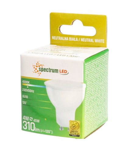 Żarówka LED GU10 4W 230V barwa neutralna NW WOJ+13261 10 SZTUK SPECTRUM LED na Arena.pl