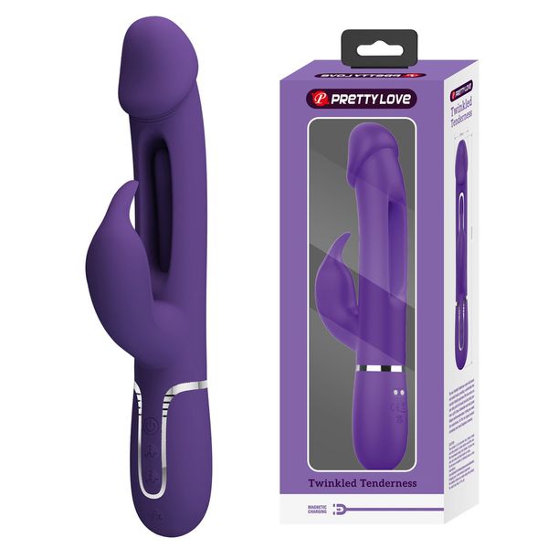 Ciemny Fiolet - Wibrator Z Języczkiem Pretty Love - Kampas Dark Purple zdjęcie 1