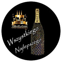 Opłatek na tort Urodziny 18 30 40 50 Szampan Kwiaty Drink Whisky Tekst