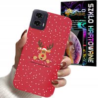 ETUI DO MOTOROLA MOTO G35 - ŚWIĄTECZNE WZORY RENIFER PLECKI + SZKŁO