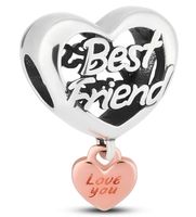 srebrny charms serce z napisem best friend do modułowej bransoletki