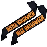 Zestaw szarf Miss i Mister Halloween - pomarańczowy nadruk