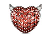 Rodowany srebrny charms do pandora diabelskie serce heart z rogami cyrkonie srebro 925 GS226