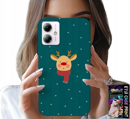 ETUI DO MOTOROLA MOTO G14 - RENIFER NA ZIELONYM TLE ŚWIĄTECZNE WZORY na Arena.pl