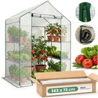 Mini szklarnia ogrodowa foliowa domek z półkami 1 drzwi Biała 143x73x195 cm