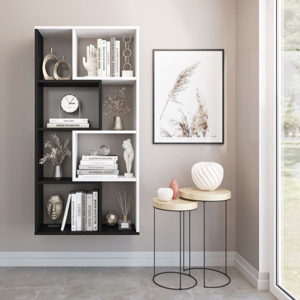 Regał 120x60x20cm ścienny podłogowy biały czarny zdjęcie 4