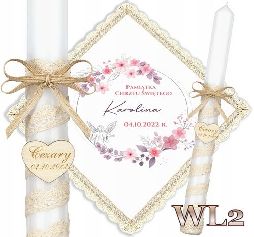 Szatka i świeca do chrztu BOHO Chrzest pudełko grawer serce EKO Topaz WL na Arena.pl