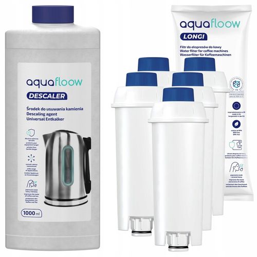 AquaFloow: Odkamieniacz do ekspresu 1l + 5x filtr wody do ekspresu Delonghi na Arena.pl