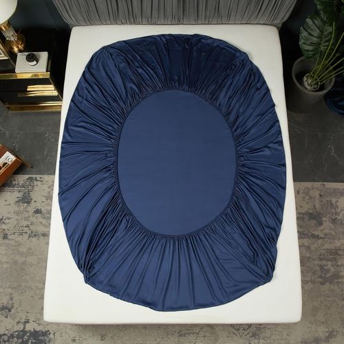 Prześcieradło z Gumką 140x200 Bambusowe Gładkie Oddychające Granatowe na Arena.pl