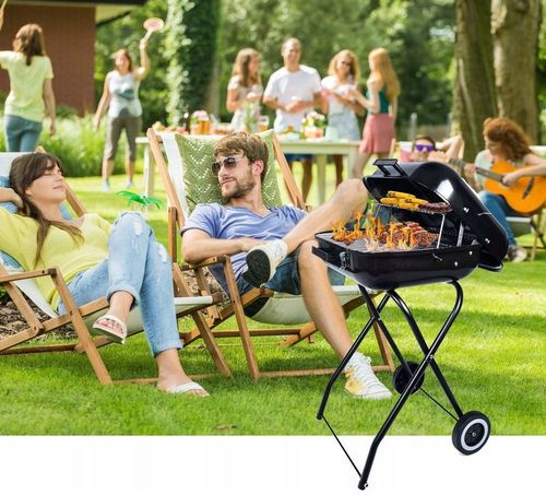 GRILL Węglowy na brykiet Ogrodowy PRZENOŚNY turystyczny WÓZEK POKRYWA na Arena.pl