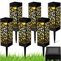 12x LAMPA SOLARNA OGRODOWA AŻUROWA PŁOMIEŃ LED LAMPION SŁUPEK BIAŁE CIEPŁE
