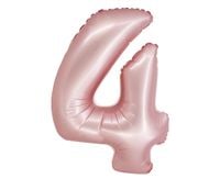 Balon foliowy cyfra "4" jasny różowy matowy, 76 cm