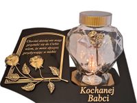 BABCIA BABCI SOLARNY ZNICZ LAMPION NA GRÓB SERCE SZKŁO ZŁ SKOS SENTENCJA