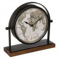 ZEGAR STOŁOWY mapa świata RETRO metalowy 20 cm