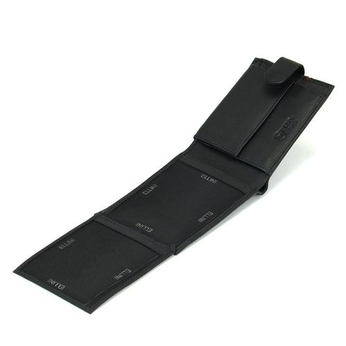 skórzany portfel męski z rfid ellini - czarno-granatowy na Arena.pl