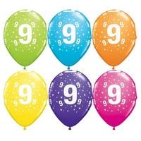 balony z nadrukiem cyfry"9",11"/6szt.urodziny